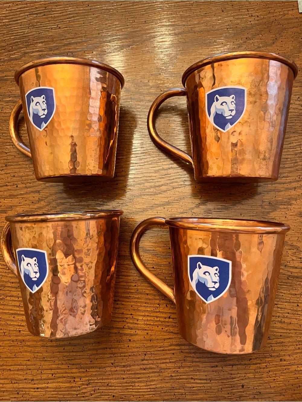 Copper Set of 4 Penn State University Cups - Good Condition!